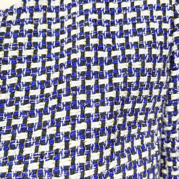 J. Crew Blue and White Silk Blend Tweed Blazer Jacket w Gold Threads Size 4 - Picture 9 of 12